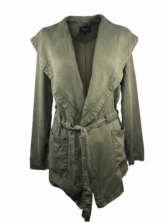 Max Jeans Jackets & Blazers - Max Jeans Long Sleeve Olive Green Drape Drawstring Belt Trench Coat Women size M